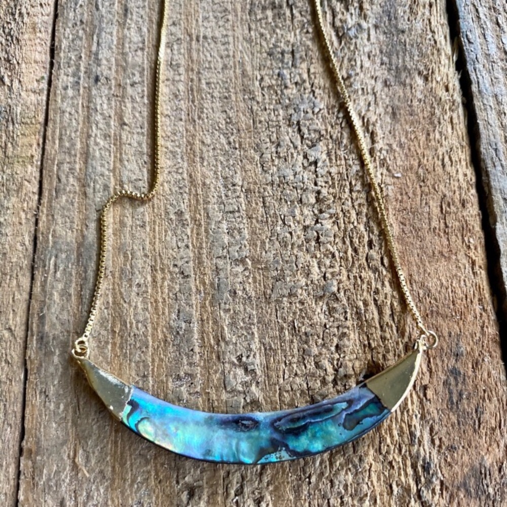 Restocked! Abalone Shell Crescent Necklace - Picture 4 of 8